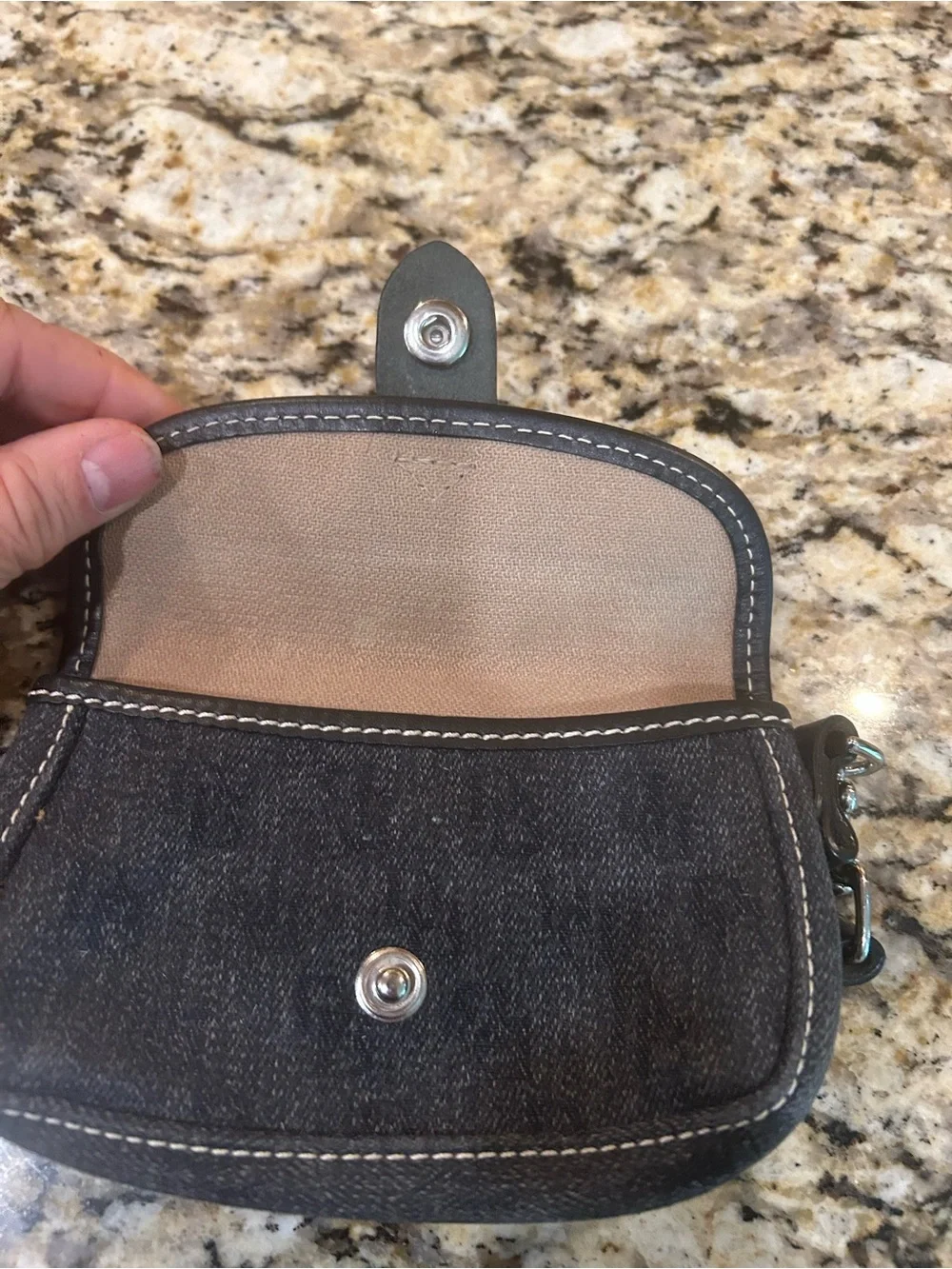Dooney & Bourke Black And Grey Canvas Signature Flap Wallet Wrislet